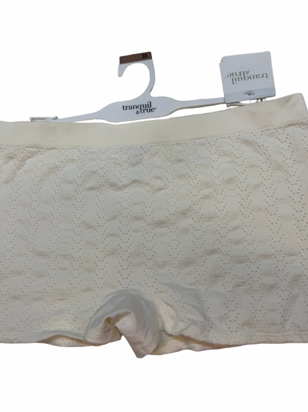 tranquil & true Women's Cream Lace-Pattern Boyshort Panty